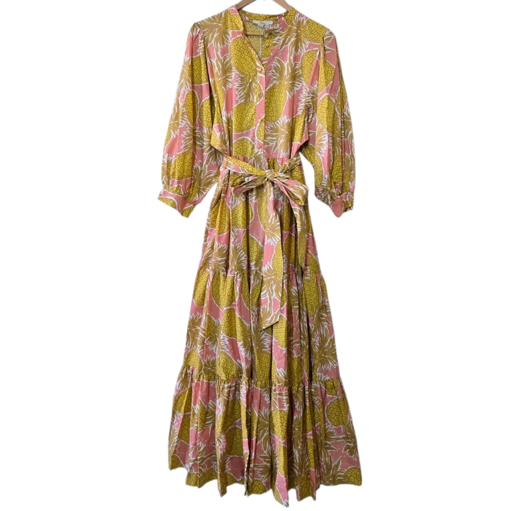 Boden Ava Tiered Maxi Dress In Pinapple Print Size 14 - Picture 4 of 16